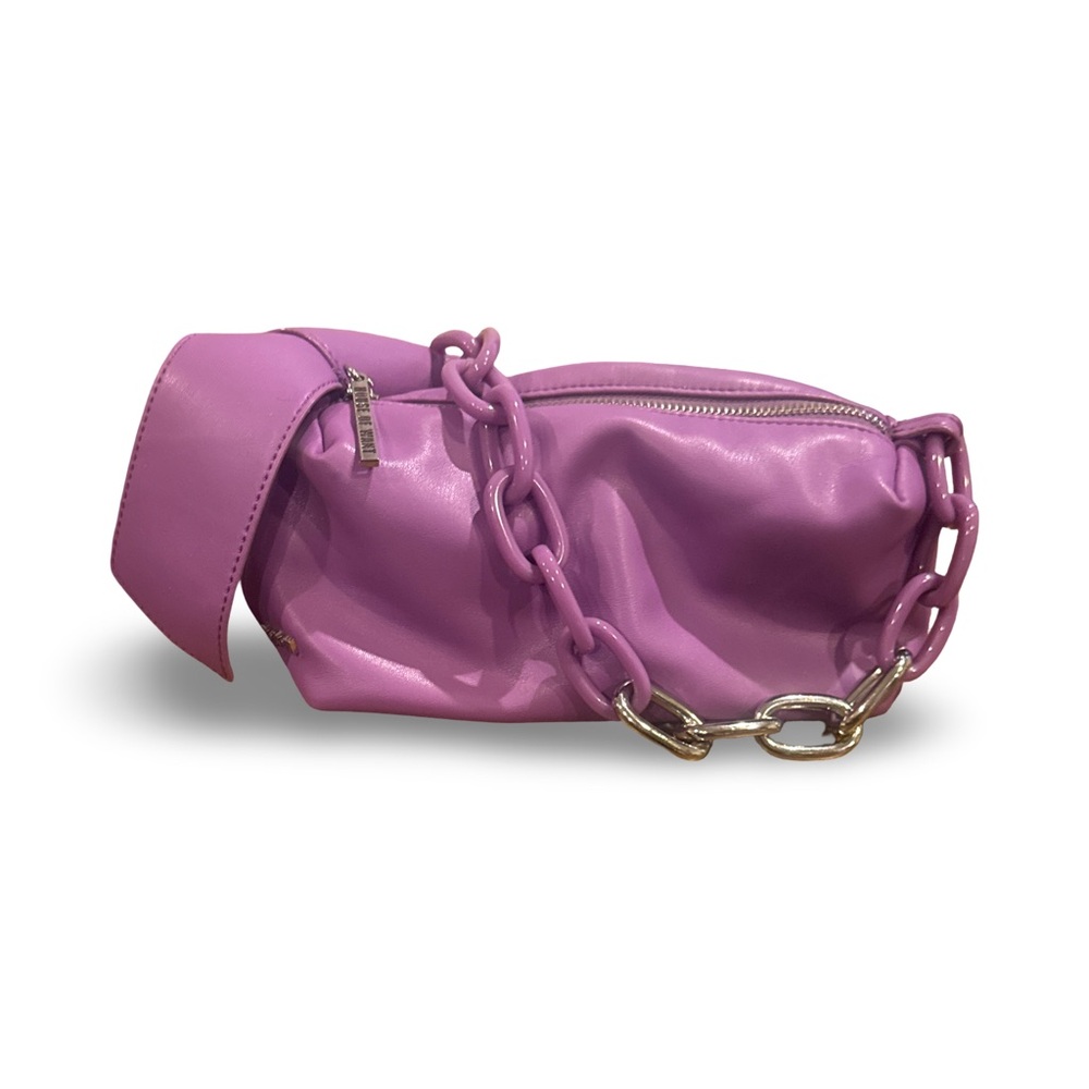 House Of Want Purple Ruched Shoulder Bag with Chain Detail